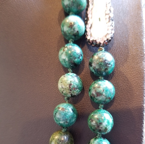 Turkish Malachite and mother of pearl long necklace. - Picture 5 of 7